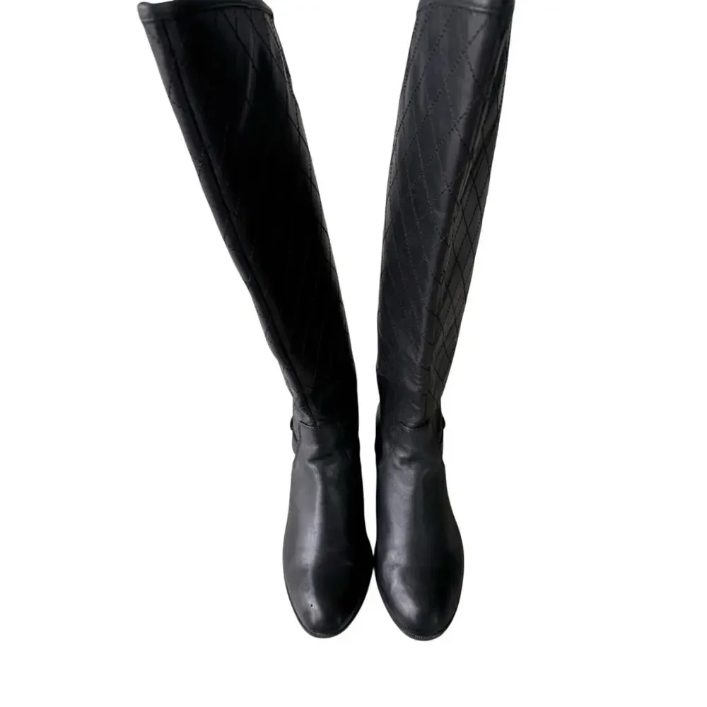 AK Anne Klein Klye quilted leather riding boots size 6
